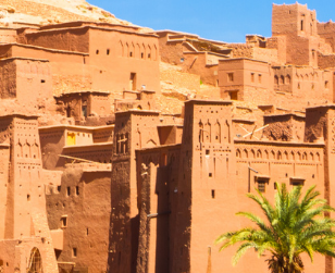 Kasbah Ait Ben Haddou with its traditional clay architecture, near Ouarzazate, Morocco