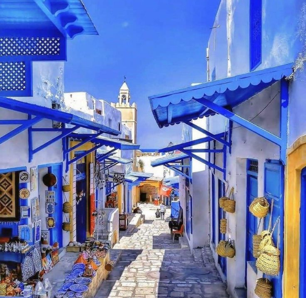 Blue-washed streets of Chefchaouen, Morocco, on a day trip from Fez