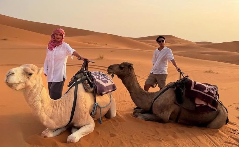 Merzouga camel trek in Erg Chebbi dunes Morocco